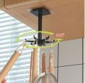 360 Degrees Self-Adhesive Hook Kitchen Bathroom Storage Hanger Wall Hanging Cabinet Shelf Rotating Folding Hooks Foldable Rotatable Mounted Organizer Holder Moisture Proof Swivel Seamless Hangers Mount Adhesive Strong Bearing Manual Detachable. 