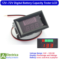 Universal 12V–72V Battery Capacity Indicator with LED Voltmeter for Cars, Motorcycles, E-Bikes, Solar Systems – 12V 24V 36V 48V 60V 72V by Electrica. 