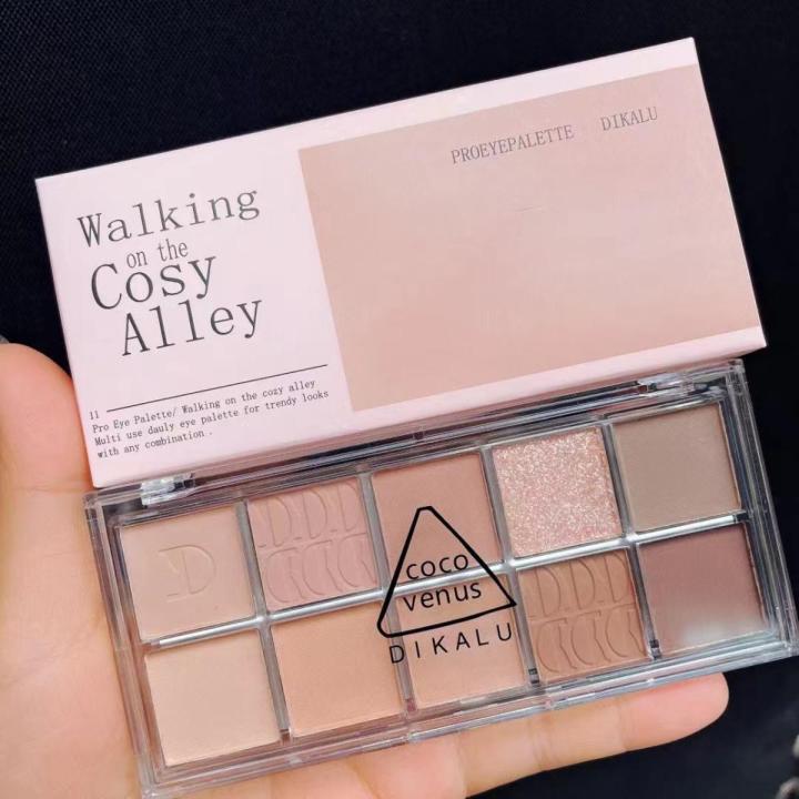 DIKALU 10 Color Matte Glitter Eyeshadow Palette Waterproof Long-lasting Eyeshadow Pigment Shimmer Makeup