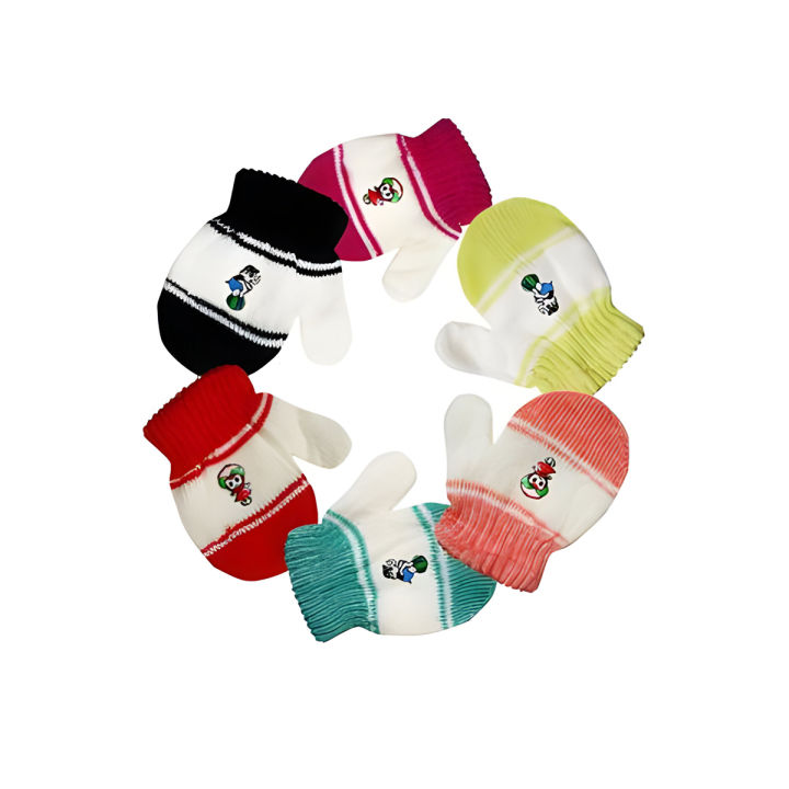 Pair Kids Mix Color Design Gloves and Mittens Month