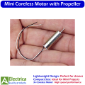 3V DC Coreless Micro Motor with Propeller Mini Helicopter Motor 55000RPM Model 716 for DIY Projects by Electrica. 