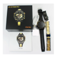 Js Ultimate2 1.53 Inch Bt Call Smart Watch Rdfit App With 2 Straps (silicone Strap/steel Belt) Gold Style. 