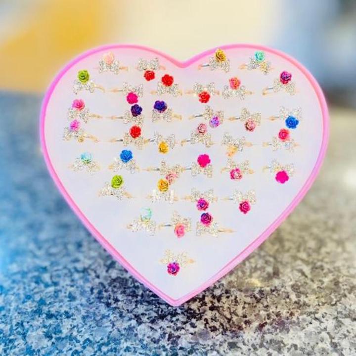 36Pcs/Box Cute Princess Girl Baby Toy Gem Ring Children's Day