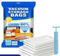 Vacuum Storage Bags with Hand Pump | Space Saver Vacuum Seal Bags for Travel & Luggage | Clothes, Blankets & Pillows Compression Bags | Reusable Travel Essentials. 