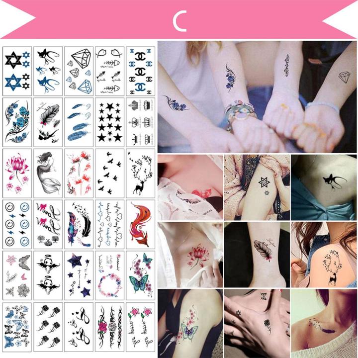 C-30pcs Waterproof Temporary Tattoo Stickers Removable Body Art Tattoos Water Transfer Flash Tattoos