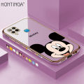 Hontinga for Infinix Hot 10S NFC Back Cover（Free Lanyard）Luxury 6D Plating Cartoon Cute Mouse Side Pattern Case Soft Silicone Square Phone Cases. 