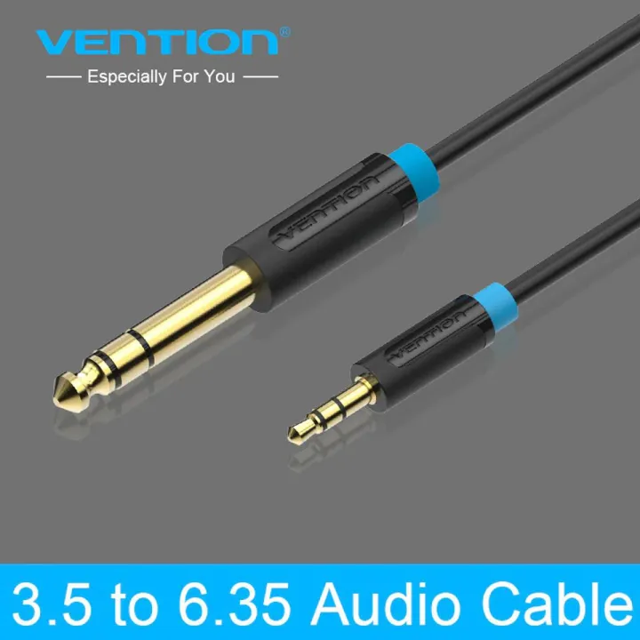 J&D Câble Audio Jack 3.5mm vers Double 6.35mm, Plaqué Or Série