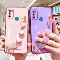 Maitus for Infinix Hot 9 Play Back Cover with Love Heart Bracelet Fashion Chain Plating Shiny Bling Cases Soft Silicone Mobile Phone Case for Girls Boy. 