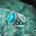Turquoise Stone Men Ring Vintage Titanium Stainless Steel Seal Rings Punk Hiphop Male Finger Jewelry Gift. 