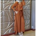 knot style jumpsuit with gown. 