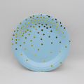 BLUE AND GOLDEN POLKA DOT THEME PAPER PLATES PACK OF 10 PAPER PLATES ( 7 INCH SIZE ). 