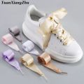 Lsgs 1pair 2 cm width satin shoe laces flat silk ribbon shoelaces boots sneakers shoelace 19 colors length 80cm 100cm 120cm S-1. 