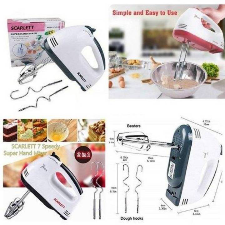 SCARLETT 7-Speed 180W 220V Hand Mixer Whisk Egg Beater Cake Baking Home Handheld Food Whisk Blenders Home Kitchen Baking Tool