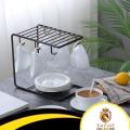 6 Hooks coffee cups rack in black,Metal Drying cups n saucer rack, Dining Table Stand Home and Kitchen Accessories. 