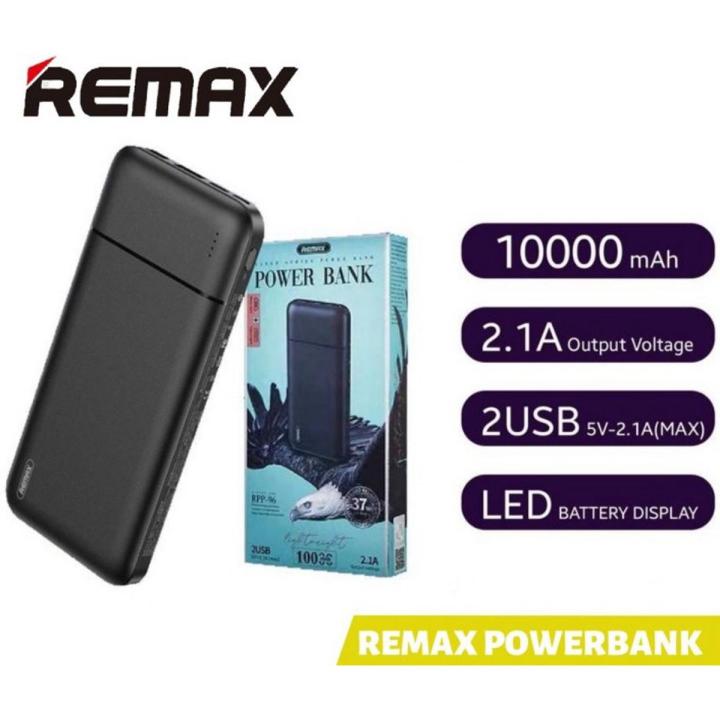 100% Original REMAX RPP-96 2 USB 10,000mAh LANGO SERIES POWER BANK 2.1A 5V Black Color