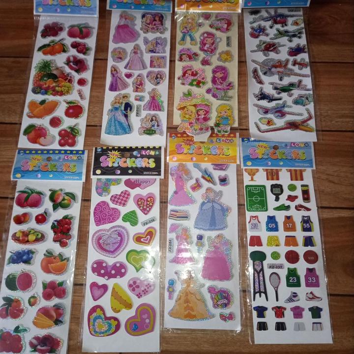 Mini Puffy Stickers Pack of 3 Sheets for kids /  Sticker For Kids / Sticker Art # GW-S03