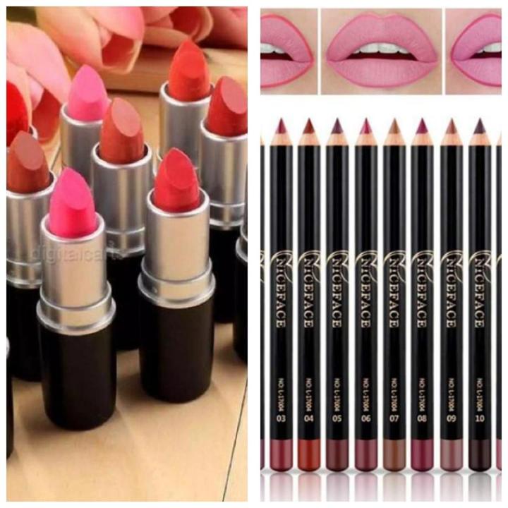 Pack of 6 Piece Matte Lipsticks and 6 Piece Lip And Eye Pencil Deal