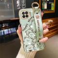 JIUMOO For OPPO A93 2020 Case With Wristband Cartoon Cute Line Bear New Design Shockproof Phone Case Pattern Plating Silicone Casing Full Cover Camera Thin SoftCase Protection Cases. 
