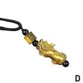 Gold Color Pixiu Brave Troops Strand Temperature Change Color Lucky Energy Pendant Necklace Men Or Women. 