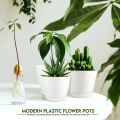 Set of 10 Indoor Plant Pots with Drainage - Decorative Plastic Planters for Indoor Plants. 