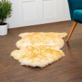 Genuine Sheepskin Rug Brown Eclipse Sheepskin Door Foot Mat Rug Carpet 2ft x 3ft. 