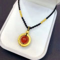 Vietnam sand gold hoop red bean necklace antique dragon pattern peace buckle pendant sand gold transfer beads for men and women wholesale. 