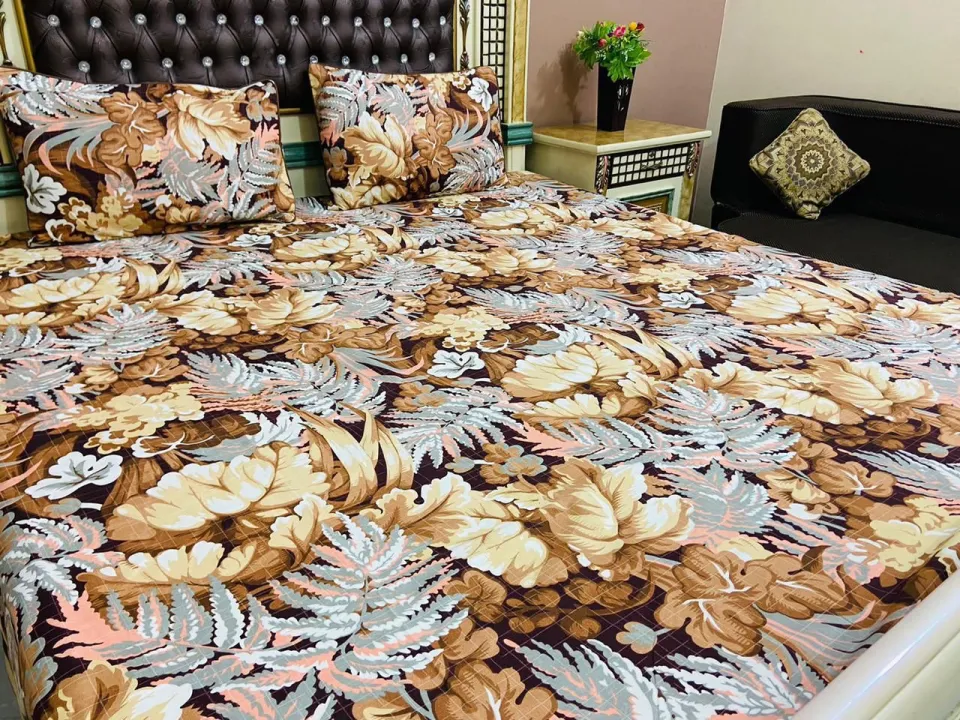 3PCS VERSACE DESIGN BEDSHEET SET KING SIZE- 100% PURE COTTON SATIN