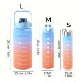3-Piece Motivational Gradient Sports Water Bottle Set - Ideal for Fitness Enthusiasts, Indoor & Outdoor Activities - Leakproof with Time Marker, Flip Top Lid and Straw - Perfect for School Office and Gym. 