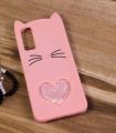 Vivo Y20 Rubberised Cute Soft Love Cat Mobile Cover For Girls. 