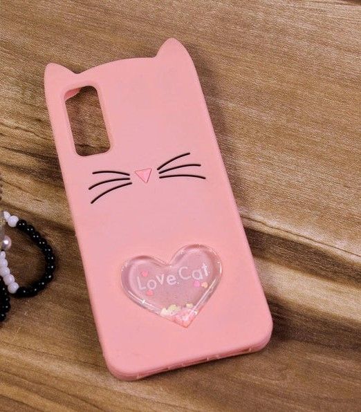 Vivo Y20 Rubberised Cute Soft Love Cat Mobile Cover For Girls