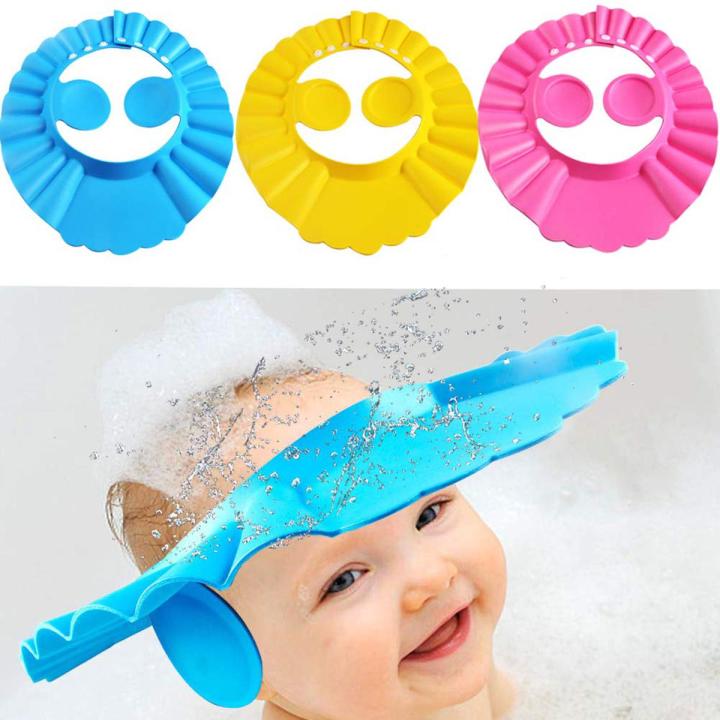 Baby Shower Cap Bath Silicone Waterproof Cap Shampoo Shield Visor Hat Prevent Water Entering Eyes and Ears Suitable for 3 Ages and Above