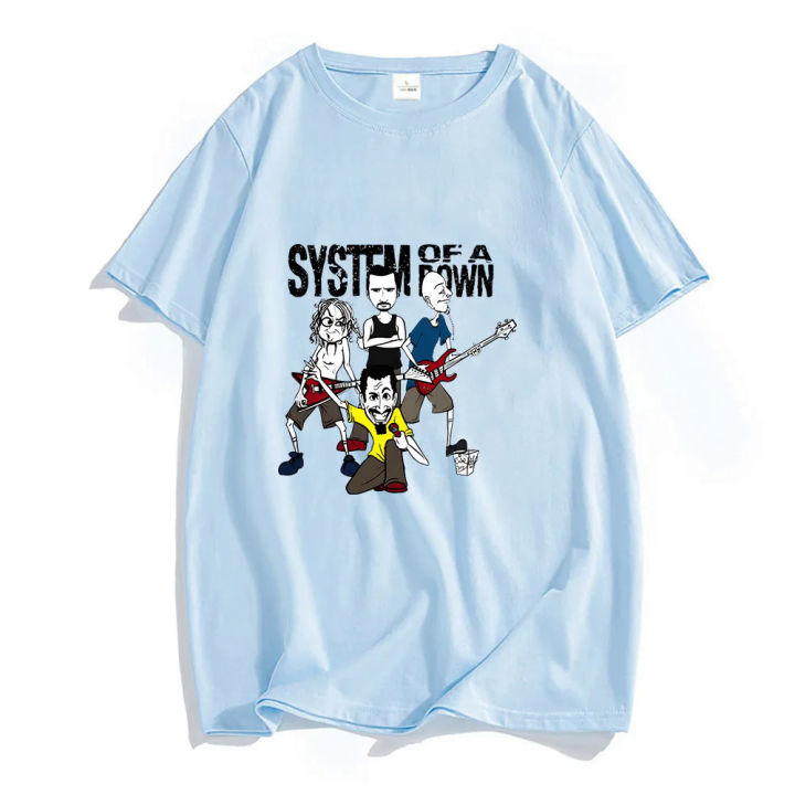 System of A Down Shirts Summer 100% Cotton Tshirt Retro Heavy Mental T-shirt Aesthetic Clothes Creative Design Graphic T Shirt