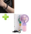 Pack of 02 - Mini Portable fans rechargeable battery | USB Cooling Fan Super Strong hanging fan | Portable Personal Fan Super Quiet Fan Cooling Fan Summer | Fan for Outdoor with Pearl Hand ban. 