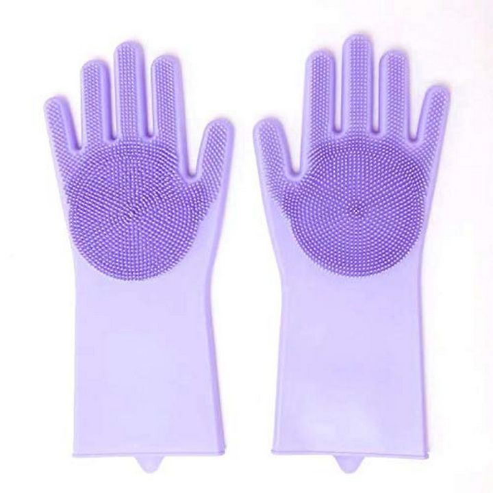 New Max Home Magic Silicone Dish Washing Gloves, Silicon Cleaning Gloves, Silicon Hand Gloves for Kitchen Dishwashing and Pet Grooming, Great for Washing Dish, Car, Bathroom