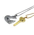 Stainless Steel Love Key Heart Couple Golden and Silver Couple Necklace For Man and Women. 