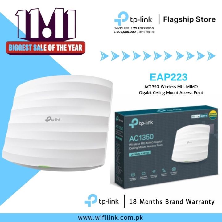TP-Link Access Point EAP223 AC1350 Wireless MU-MIMO Gigabit Ceiling Mount Access Point - 18 Months Brand Warranty