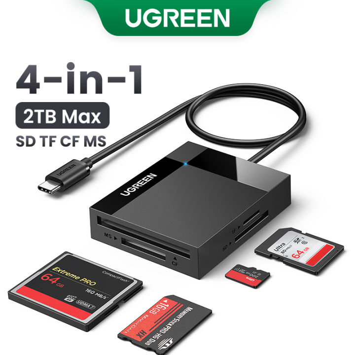 UGREEN USB C SD Card Reader 4-in-1 Memory Card Adapter External SD Micro SD MS CF Compact Flash Camera Card Reader for Mac Computer PC Laptop