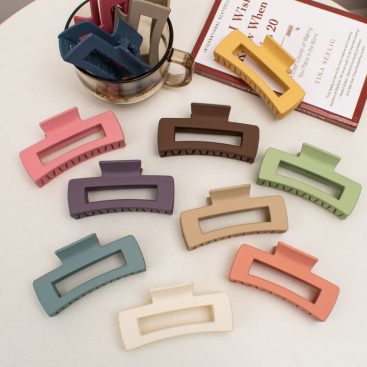 Matte Transparent and Matte Solid Girls Hair Claws Rectangle Hair Clips hair catchers for Women Simple Elegant Hair Accessories (Multi Colors), hair chutki