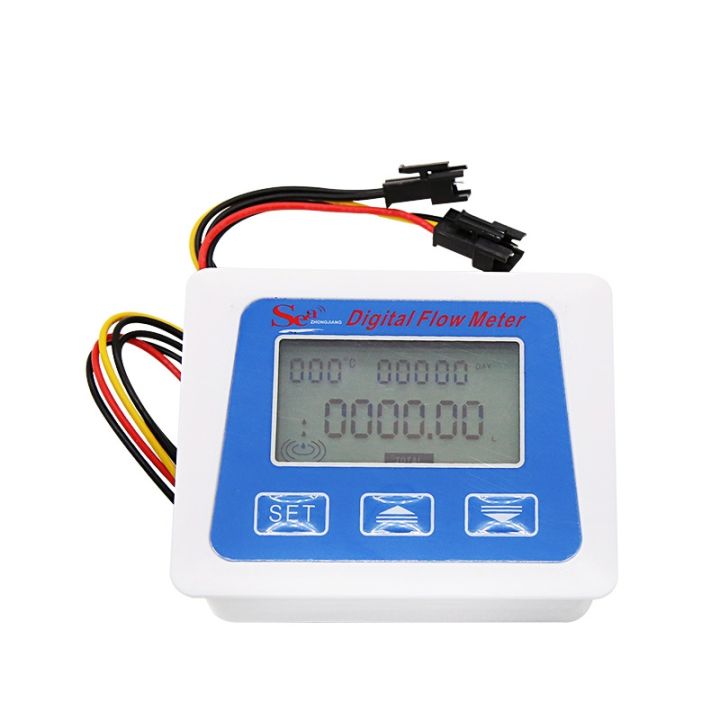 Digital Flow Meter Water Flowmeter Temperature Time Record LCD controller