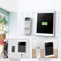 Wall Mount Acrylic Phone Holder, Tablet Stand Remote Control Holder Hands for Charging, Large Media Organizer Caddy Box for Desk and Nightstand (2 Holes). 