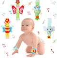 Baby Wrist Rattle Toy – Soft Animal Wristband for Infants 0-12 Months, Sensory Development & Early Learning, Newborn Rattle Bracelet Baby Toy. 