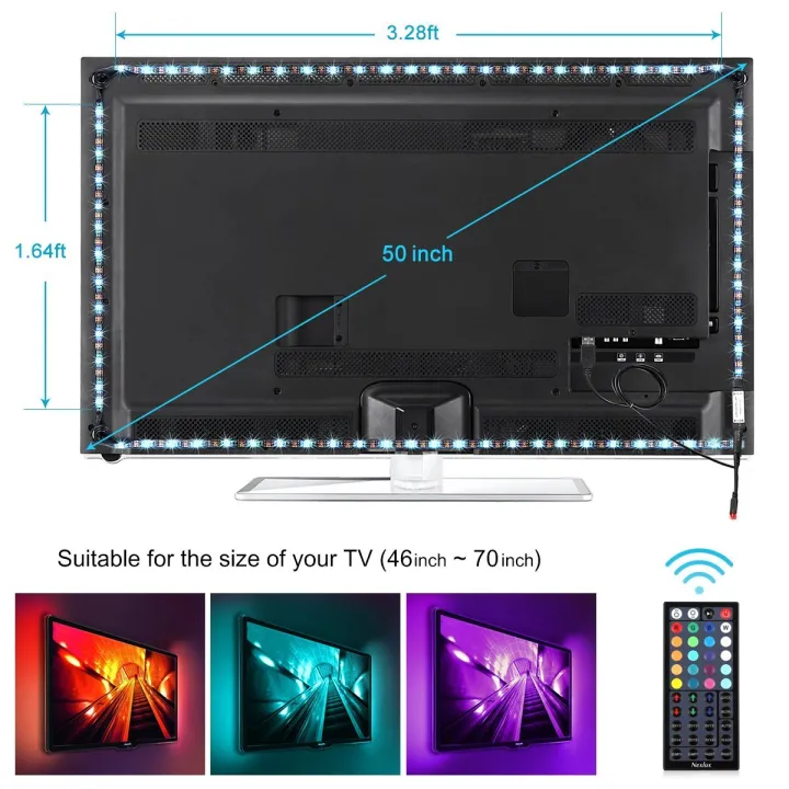 Ecocc 5V USB LED TV Backlight RGB Strip Light Kit with 44Key Remote ...