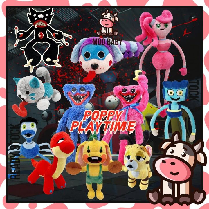Moo Baby Poppy Playtime Huggy Wuggy Kissy Missy Plush Toy Mommy Daddy Anak Patung Soft Stuffed Bunzo Bunny Candy Cat Killy Willy
