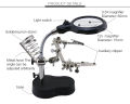 TE 801 Welding Magnifying Glass 2 LED Auxiliary Clip Magnifier 3 In 1 Hand Soldering Solder Iron Stand Holder Station Soldering Helping Hand Soldering Stand Mobile Repairing Accessories. 