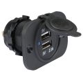 Universal Dual USB Car Charger Panel – In-Dash Flush Mount for Jeep, Truck, RV, Boat | 2 USB Ports (2.1A + 1.2A) | 12V/24V Power Socket Adapter. 