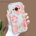 Hontinga for Redmi A3 Redmi A3x Back Cover Pink Flowers Phone Case Texture Wavy Edge Soft Mobile Cover. 
