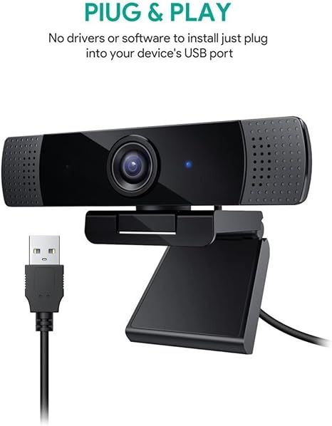 Aukey PC-Lm1E 1080P Webcam w/Dual Noise Reduction Stereo Microphones - Black ( WithOut Box)