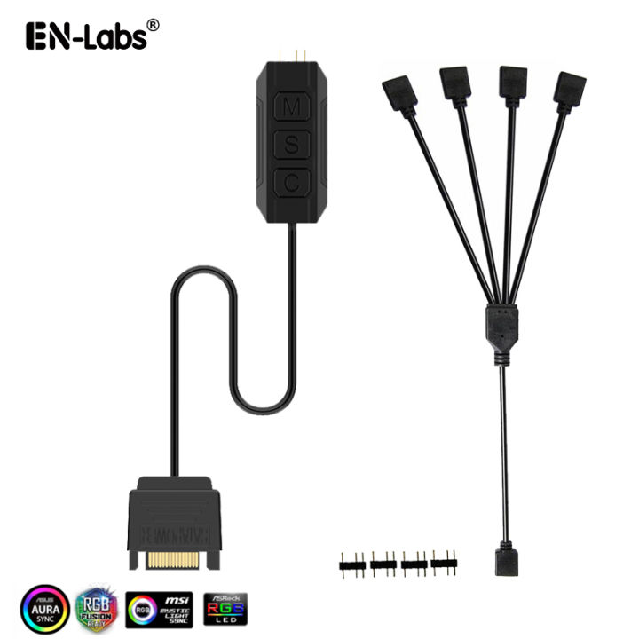 Rgb Controller Splitter Cable Converter Sata 12v 4-Pin Aura 5v 3pin Argb 3 Button Led 2 3 4 5 Hub Adapter For Strip Lamp