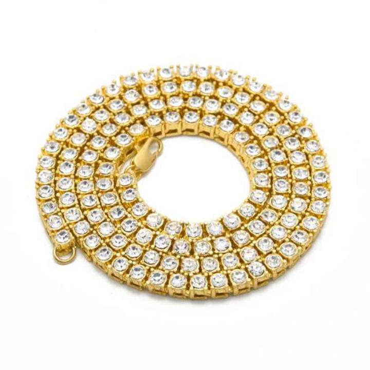 Men's Hip Hop Bling Bling Iced Out Tennis Chains 1 Row Necklaces Luxury Brand Silver/Gold Color Men Chain Fashion Jewelry