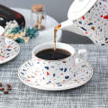 Ceramic teapot and cup set - teapot set for 2 persons - 5 pcs tea cup and kettle set with saucer Spotty Speckled Design. 